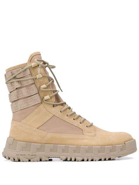 versace military boots|Versace coyote brown boots.